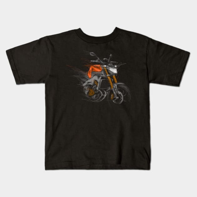 Yamaha MT09 Kids T-Shirt by TwoLinerDesign